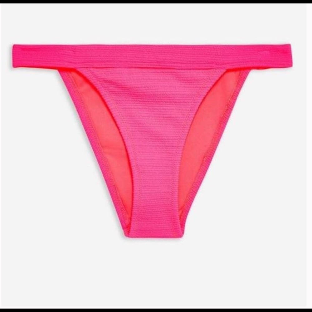 Topshop Hot Pink Crinkle Tanga Bikini Bottoms